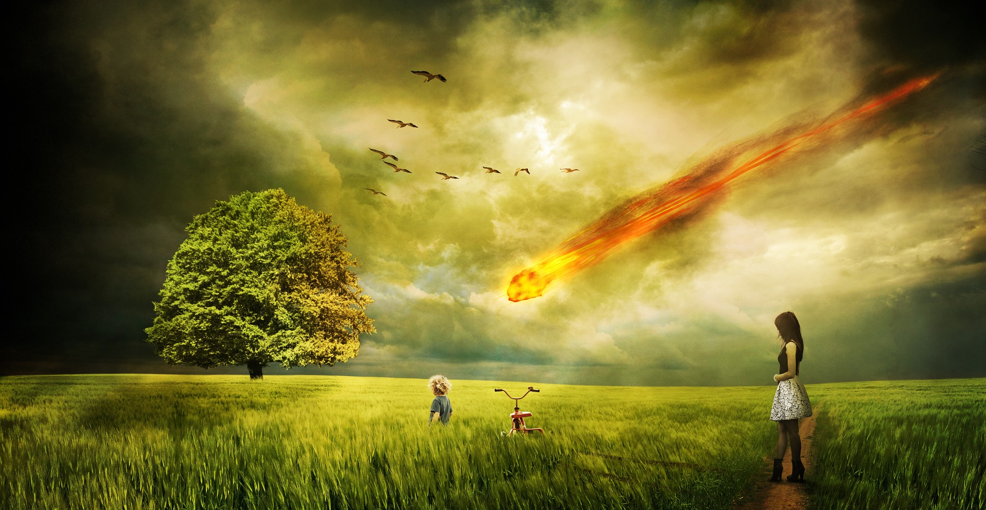 asteroid-meteorite-hits-earth-beautiful-landscape-meadow-tree-girl Asteroid / Meteorite - beautiful landscape - meadow - girl - people