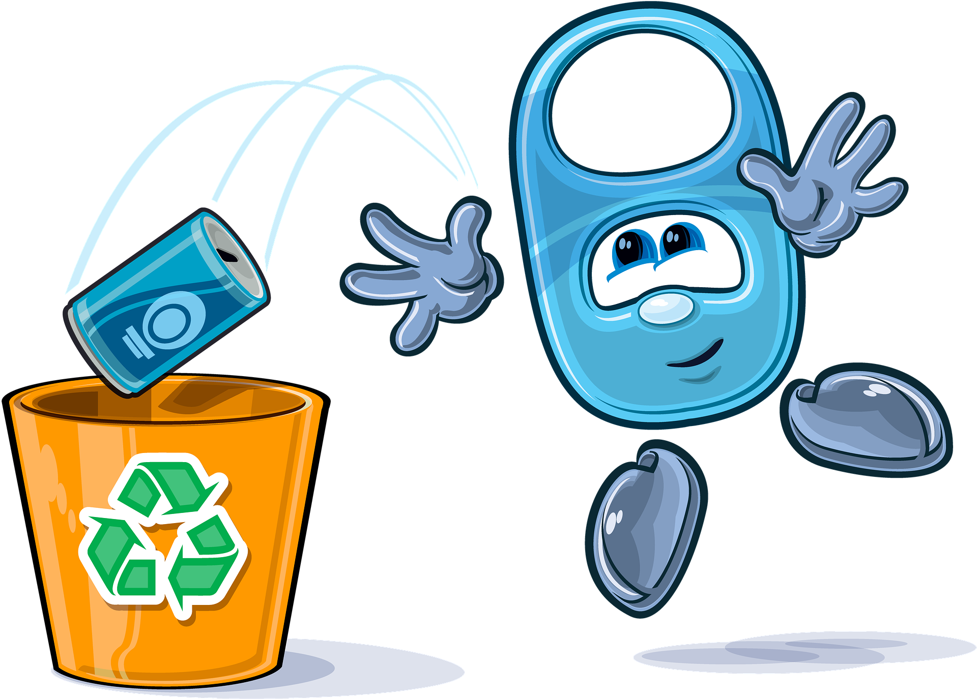 Cartoon: Recycling, wastepaper, bin, garbage, funny