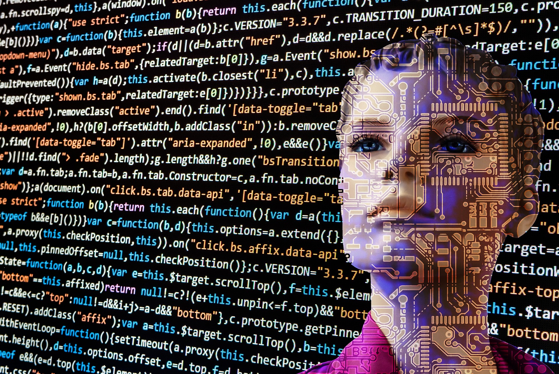 Woman cyborg, ki, ai, artificial intelligence, programming, code, matrix