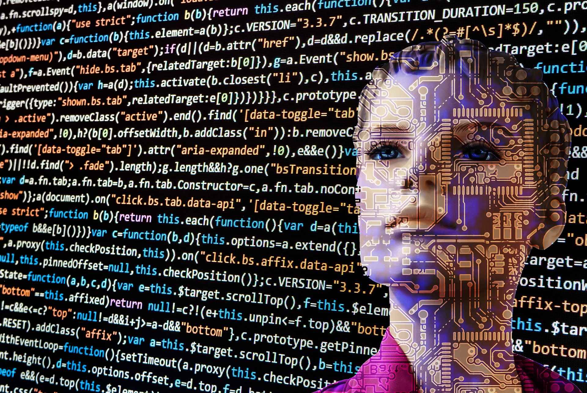 code-programming-woman-cyborg-ki-ai-artificial-intelligence-matrix Woman cyborg, ki, ai, artificial intelligence, programming, code, matrix