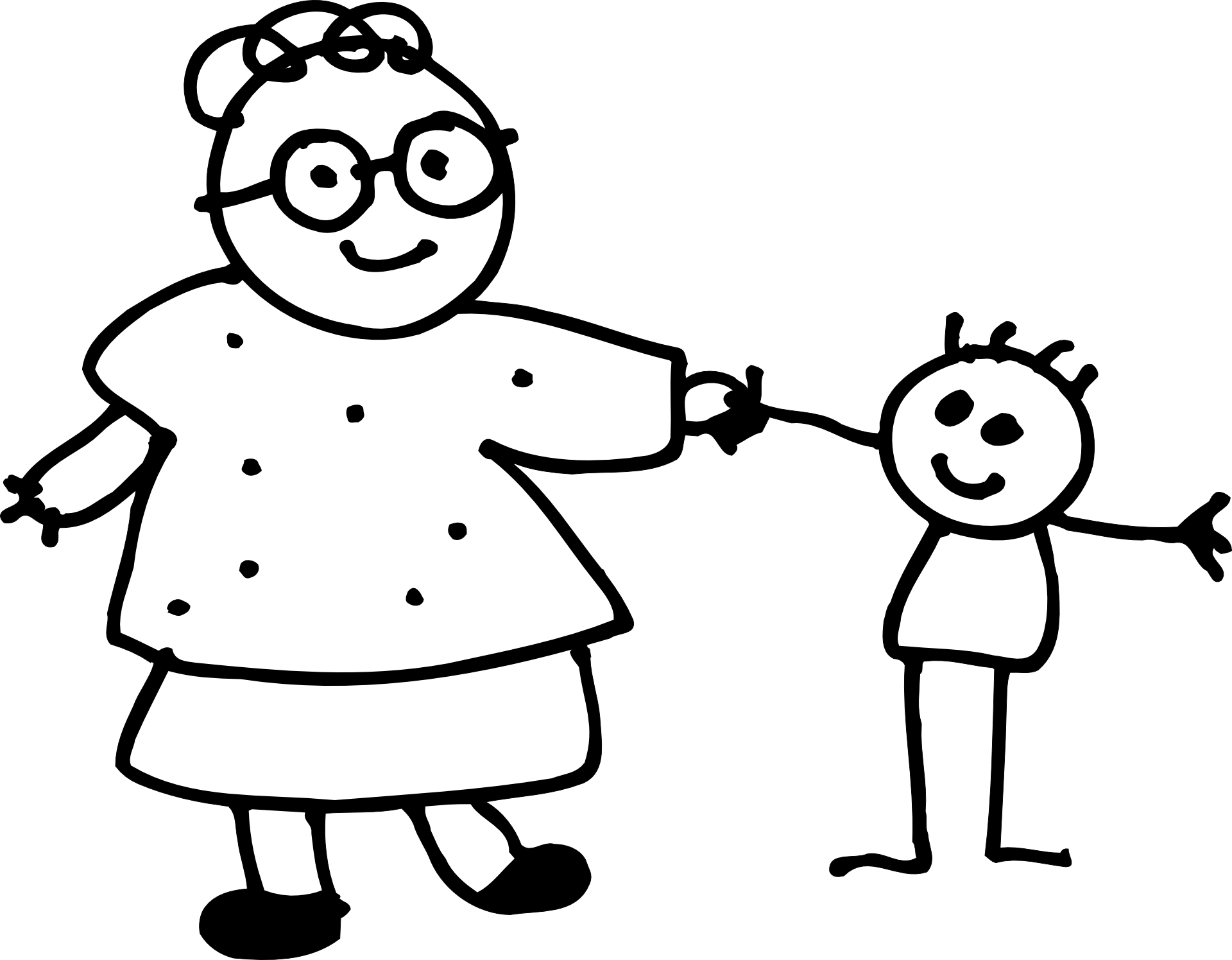 Grandmother hand in hand with grandson