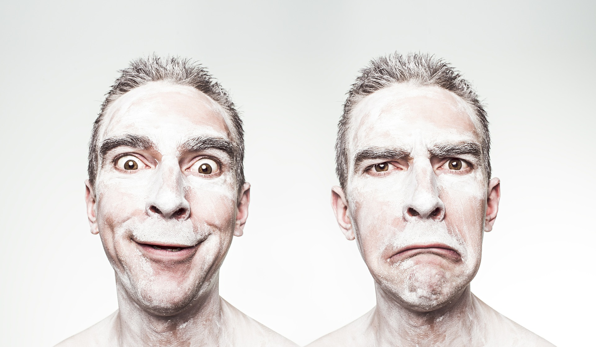 Happy vs. Sad: Emotions on a man's face.