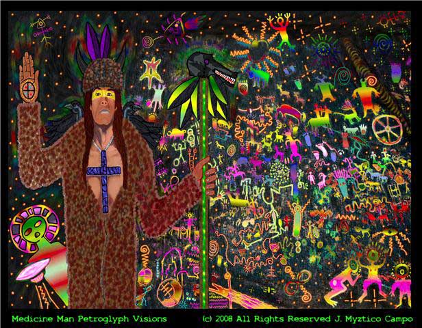 'Medicine Man Petroglyph Visions' by Myztico Campo.