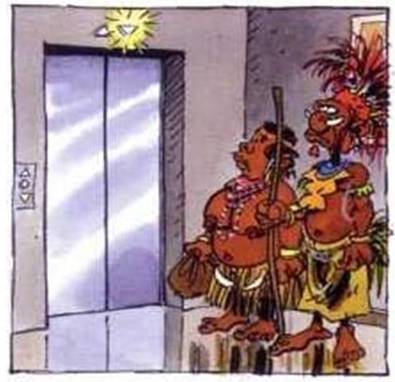 Tribal couple and the elevator. Tribal couple and the elevator.