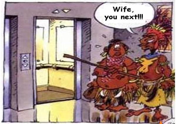 Tribal couple and the elevator. Tribal couple and the elevator.