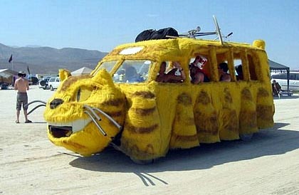 Pussy cat bus @ Burning Man festival in the desert.