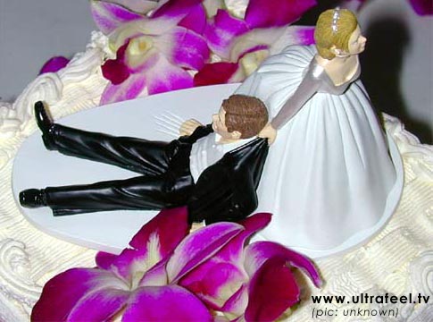 Men beware: Marriage might be a dangerous adventure...! Wedding cake. Hochzeitskuchen.