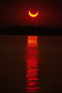 Moon reflection on ocean.