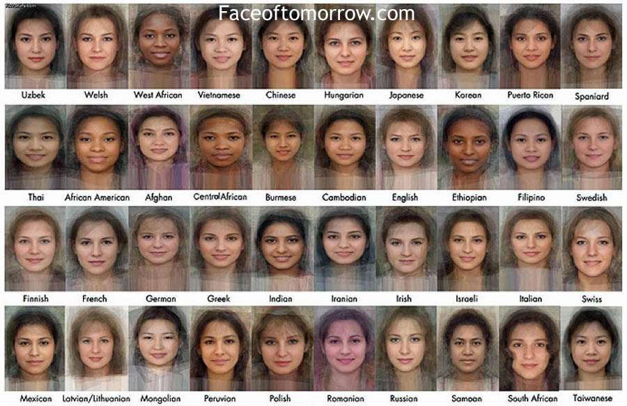 Average faces of women in the world