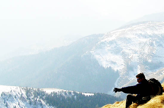 Berge. Wanderer. Wandern. Berge. Wanderer. Wandern.