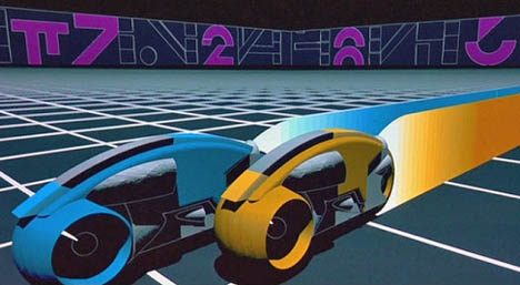 Lighcycles from the movie Tron.