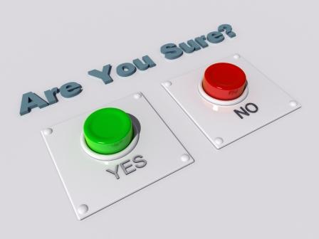 "Are you sure?" Yes or No "Are you sure?" Yes or No