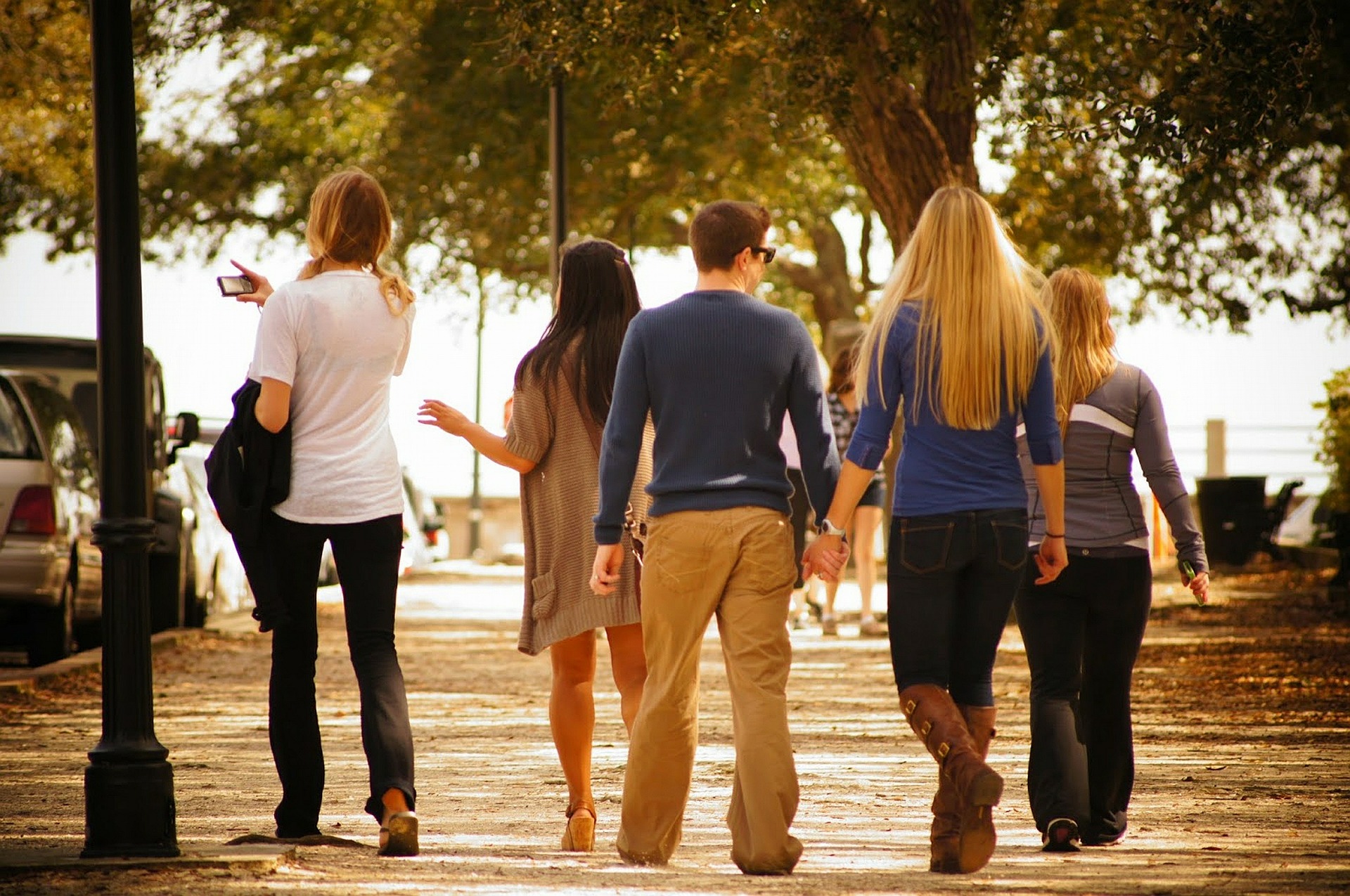 Friends walking in the park