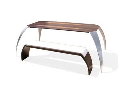 Design table and bench by Roller