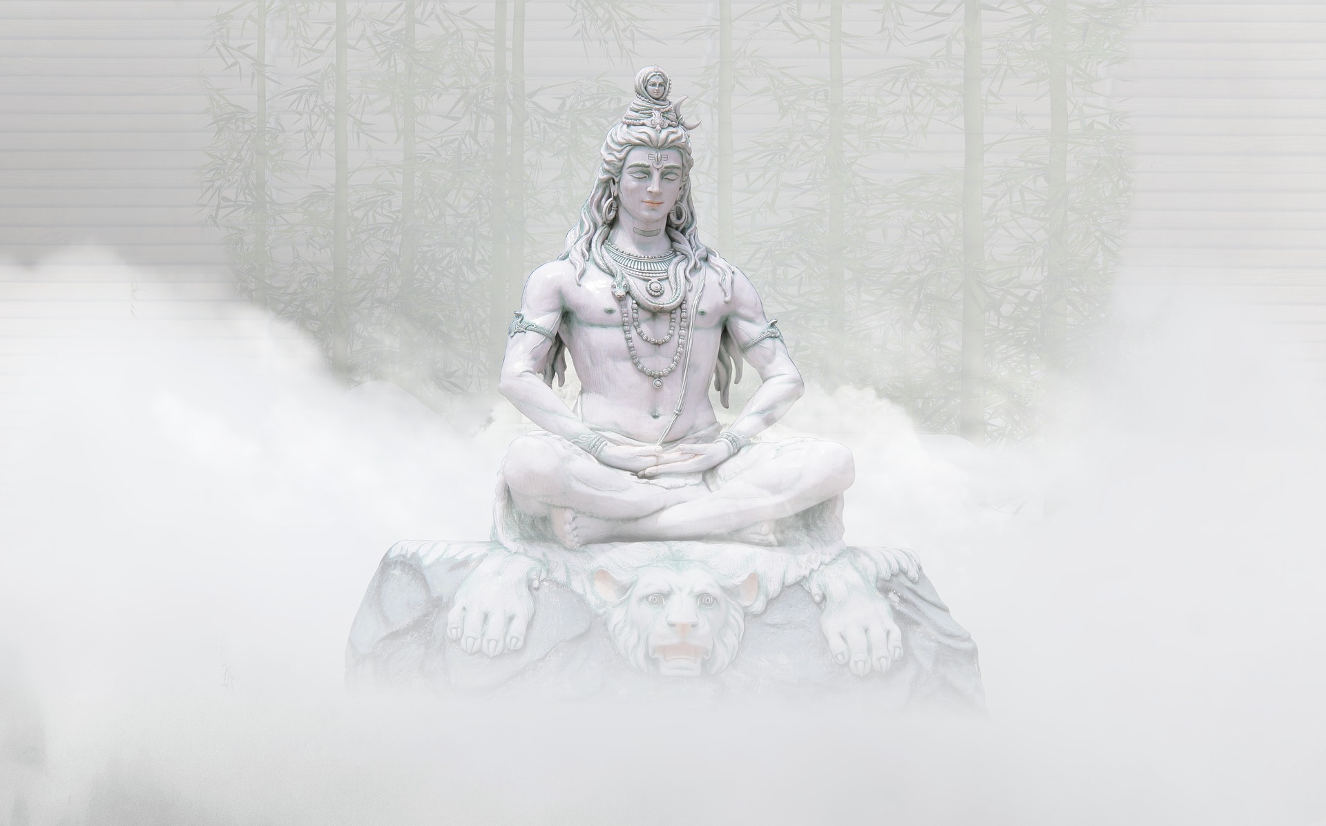 Shiva statue in clouds