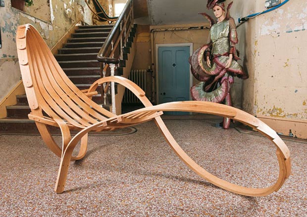 Tom Raffield's lounge chair wooden design