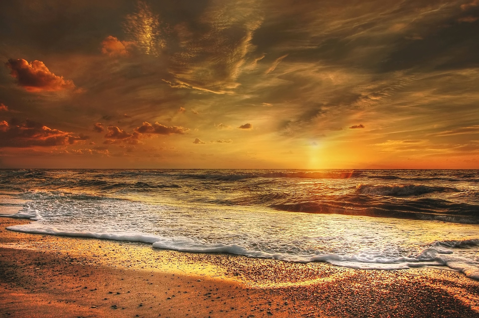 Silver-Golden Sunset Sea