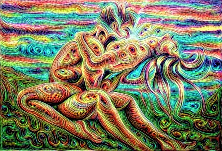 Tantra couple in psychedelic sexual union