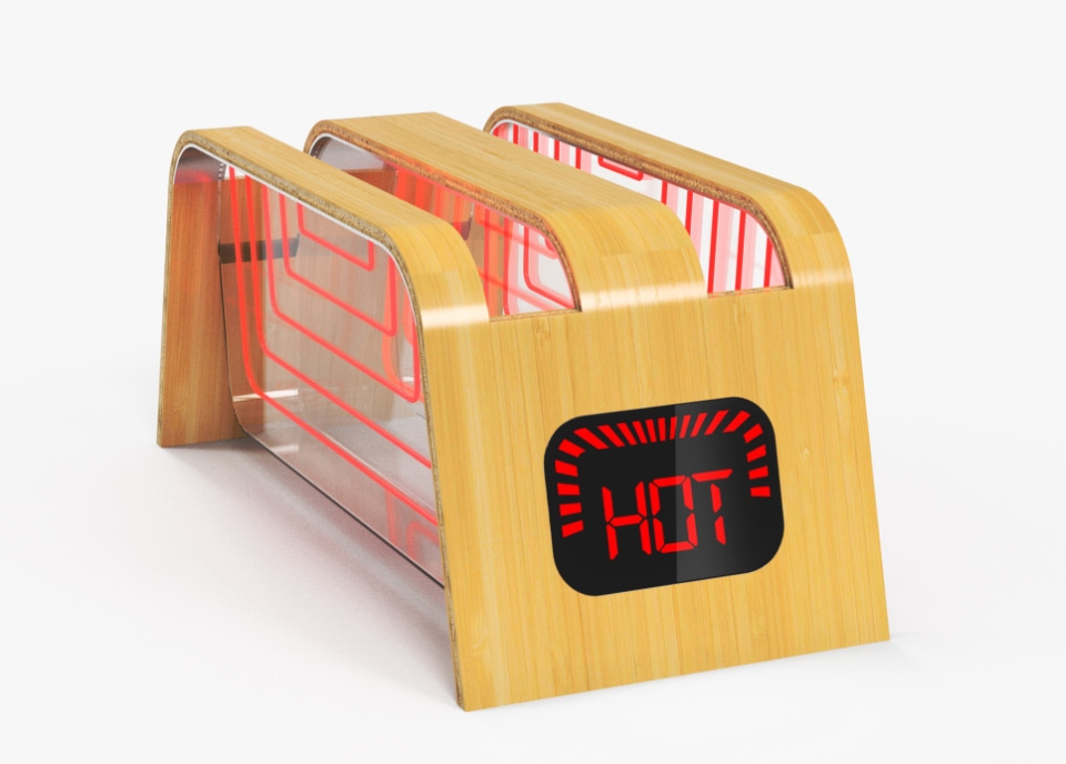Bamboo and Glass high-tech toaster by StumpfStudio